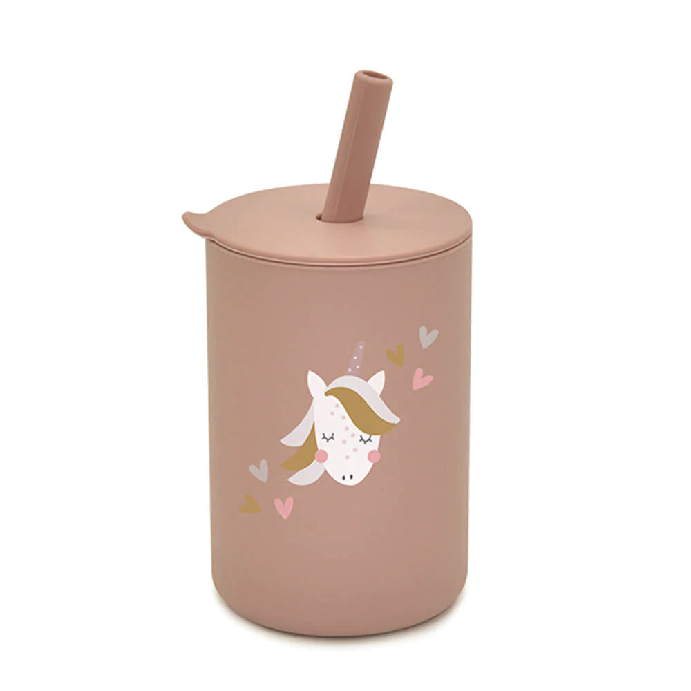Toddler Silicone Printed Straw Sippy Cup